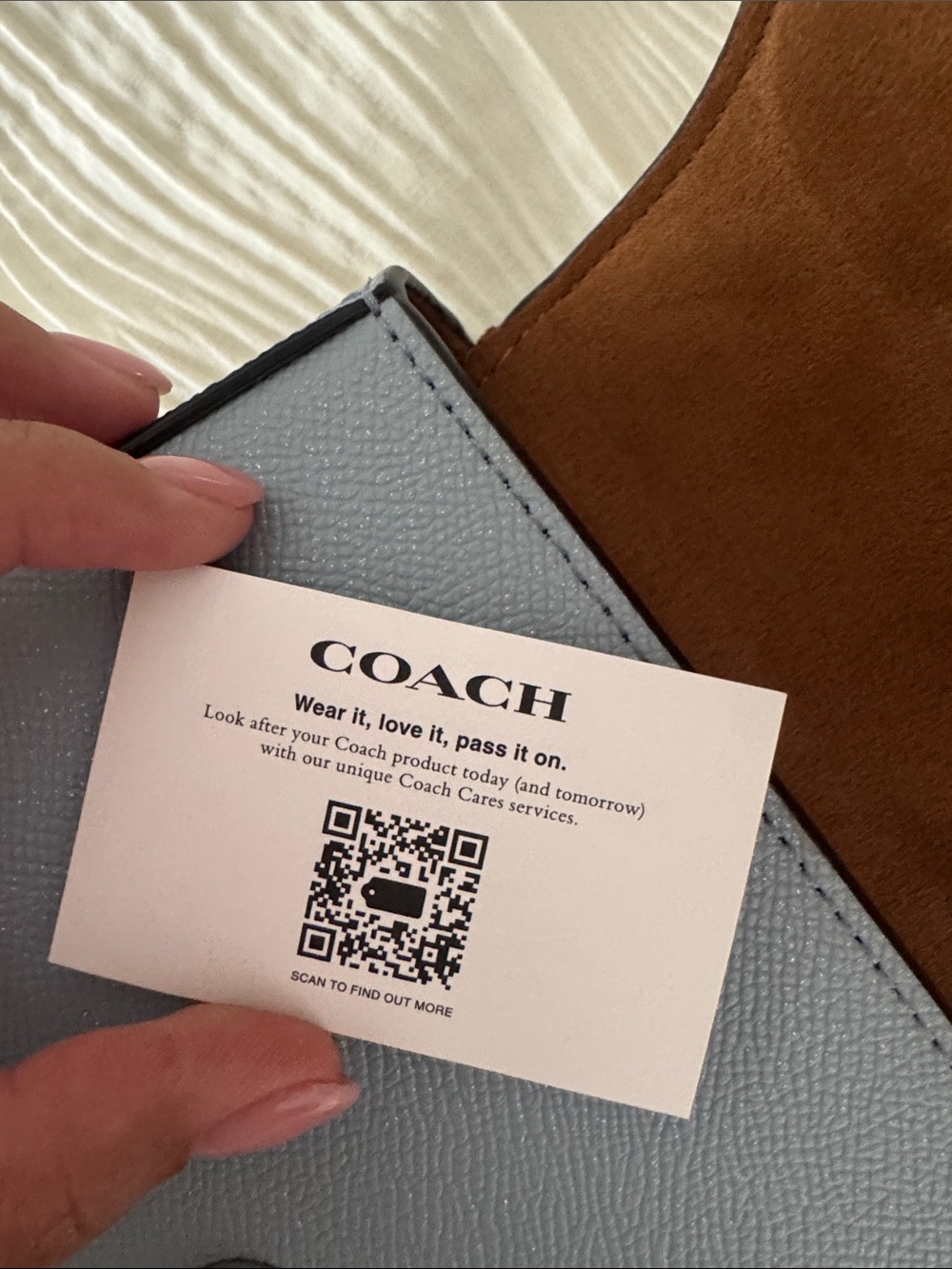 Coach Light Blue Gray Pebbled Leather Mini Top-Handle Crossbody - Picture 6 of 9